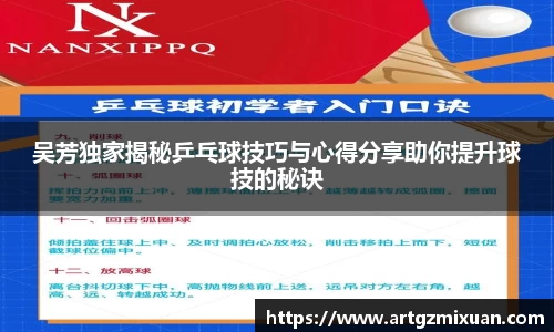 吴芳独家揭秘乒乓球技巧与心得分享助你提升球技的秘诀